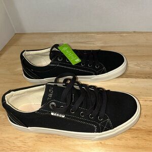 Taos Plim Soul 9.5 Black Canvas Lace Up Comfort Casual Sneakers (Needs Insoles)